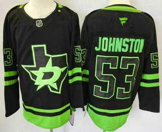 Mens Dallas Stars #53 Wyatt Johnston Black Alternate Authentic Jersey->dallas stars->NHL Jersey
